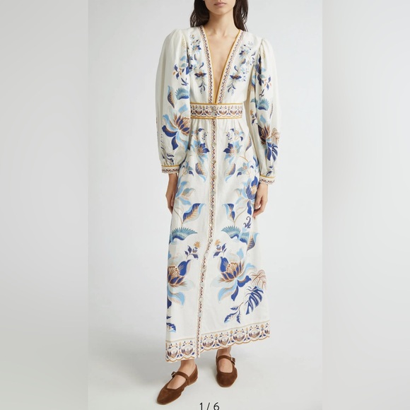 FARM Rio Dresses & Skirts - NWOT Sold Out FARM Rio Mystic Blue Lotus Maxi Dress Blue White Beige
